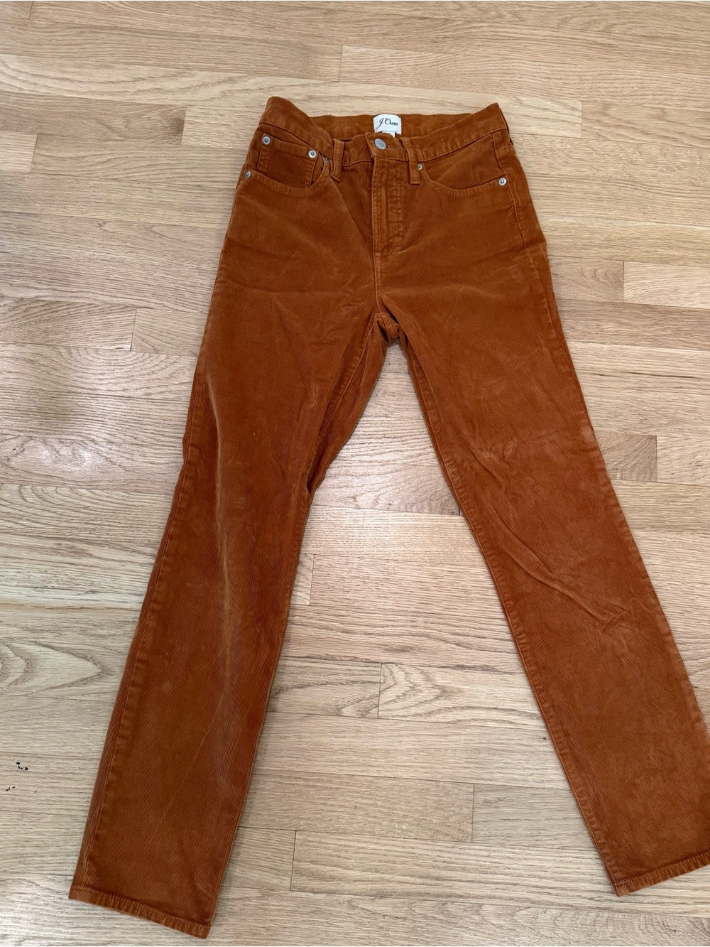 Corduroy Straight-Leg Pants in Rust